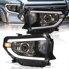 Load image into Gallery viewer, Toyota Tundra 2014-2021 LED DRL Bar Projector Headlights Black Housing Clear Len Clear Reflector (Halogen Models Only)
