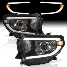 Load image into Gallery viewer, Toyota Tundra 2014-2021 LED DRL Bar Projector Headlights Black Housing Clear Len Clear Reflector (Halogen Models Only)
