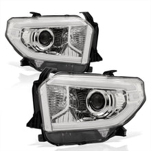 Load image into Gallery viewer, Toyota Tundra 2014-2021 LED DRL Bar Projector Headlights Chrome Housing Clear Len Clear Reflector (Halogen Models Only)
