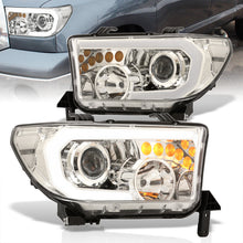Load image into Gallery viewer, Toyota Tundra 2007-2013 / Sequoia 2008-2017 LED DRL Bar Projector Headlights Chrome Housing Clear Len Clear Reflector
