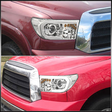 Load image into Gallery viewer, Toyota Tundra 2007-2013 / Sequoia 2008-2017 LED DRL Bar Projector Headlights Chrome Housing Clear Len Clear Reflector
