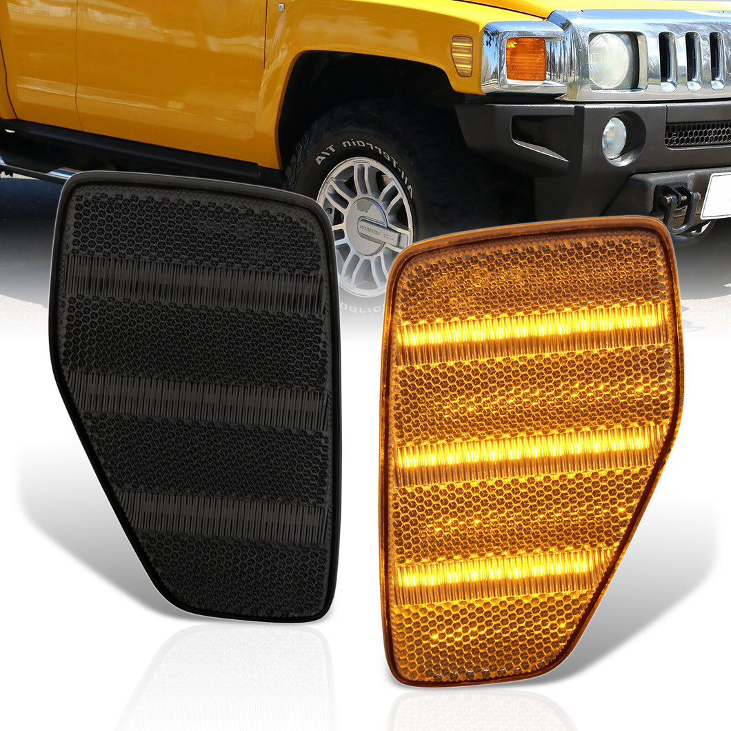 Hummer H3 2006-2010 / H3T 2009-2010 Front Amber LED Side Marker Lights Smoke Len