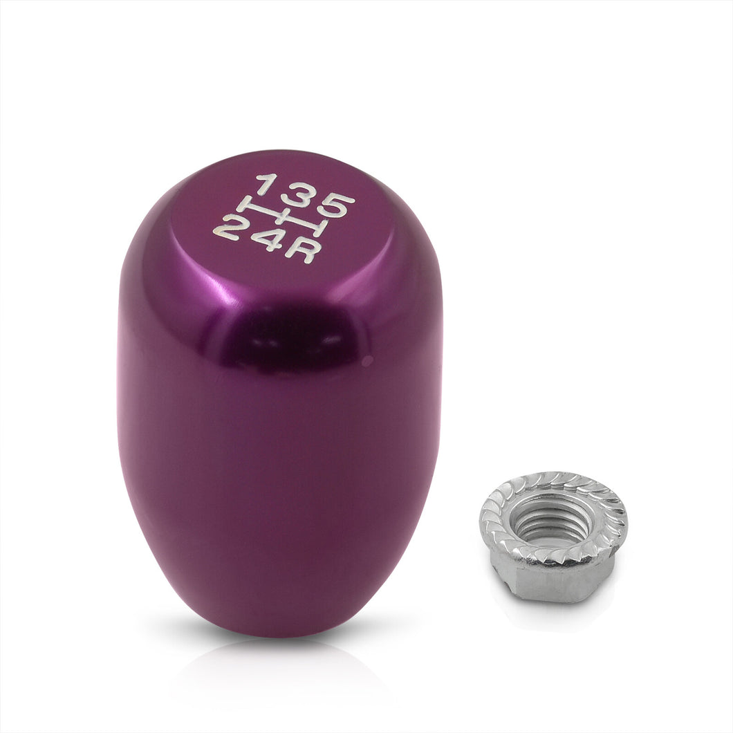 Universal 5 Speed M10x1.5 Type-R Style Shift Knob Purple with White Lettering