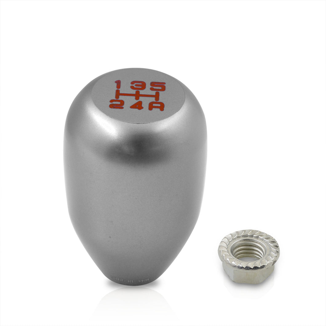 Universal 5 Speed M10x1.5 Type-R Style Shift Knob Grey with White Lettering