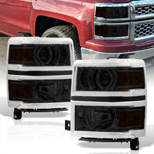 Load image into Gallery viewer, Chevrolet Silverado 1500 2014-2015 Factory Style Projector Headlights Chrome Housing Smoke Len Amber Reflector
