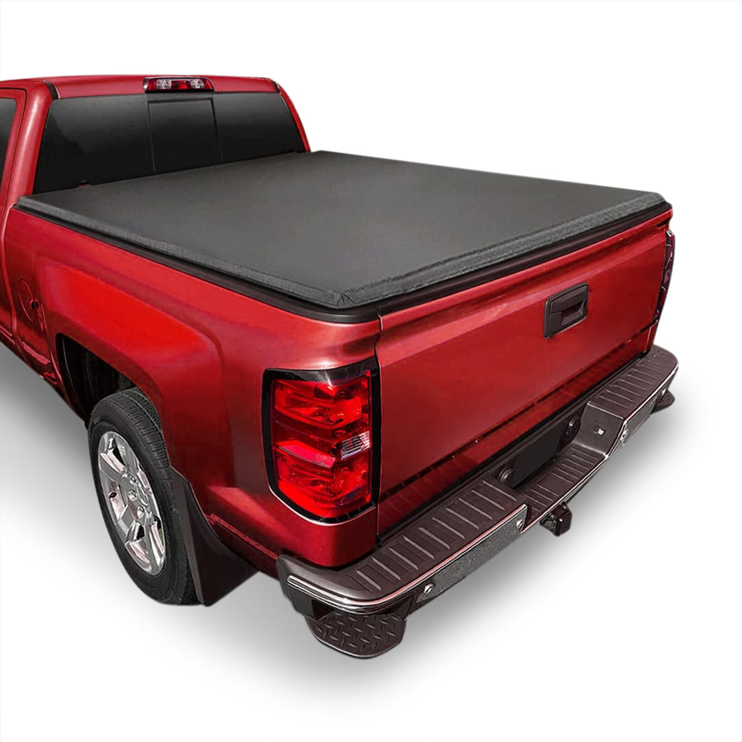 Chevrolet Silverado 1500 5.8FT 2007-2013 / GMC Sierra 1500 5.8FT 2007-2013 Soft 4 Fold Truck Tonneau Bed Cover (Extra Short Bed 5´8