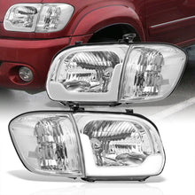 Load image into Gallery viewer, Toyota Tundra (Double Cab / 4 Door Models Only) 2005-2006 / Sequoia 2005-2007 LED DRL Bar Factory Style Headlights + Corners Chrome Housing Clear Len Clear Reflector
