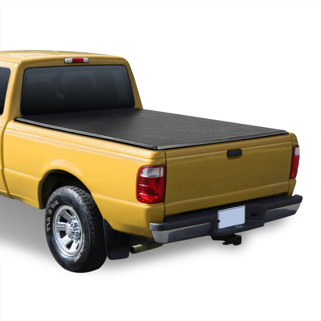 Ford Ranger Styleside 6FT 1983-2011 / Mazda B-Series Pickup Styleside 6FT 1994-2010 Soft Tri Fold Truck Tonneau Bed Cover (Standard Short Bed 6´)