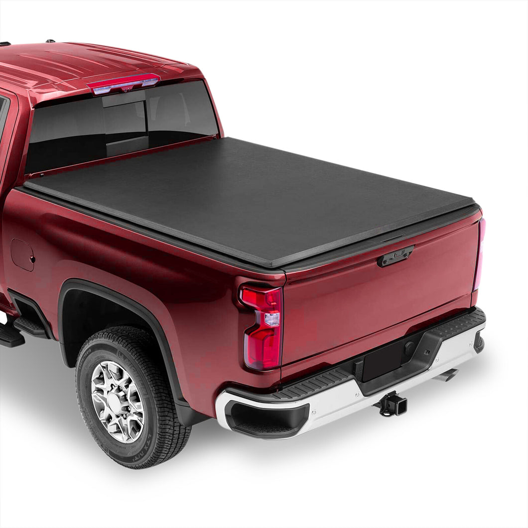 Chevrolet Silverado 1500 5.8FT 2019-2022 / GMC Sierra 1500 5.8FT 2019-2022 Soft Tri Fold Truck Tonneau Bed Cover (Extra Short Bed 5´8