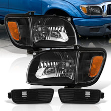 Load image into Gallery viewer, Toyota Tacoma 2001-2004 Factory Style Headlights + Bumpers + Corners Black Housing Clear Len Amber Reflector
