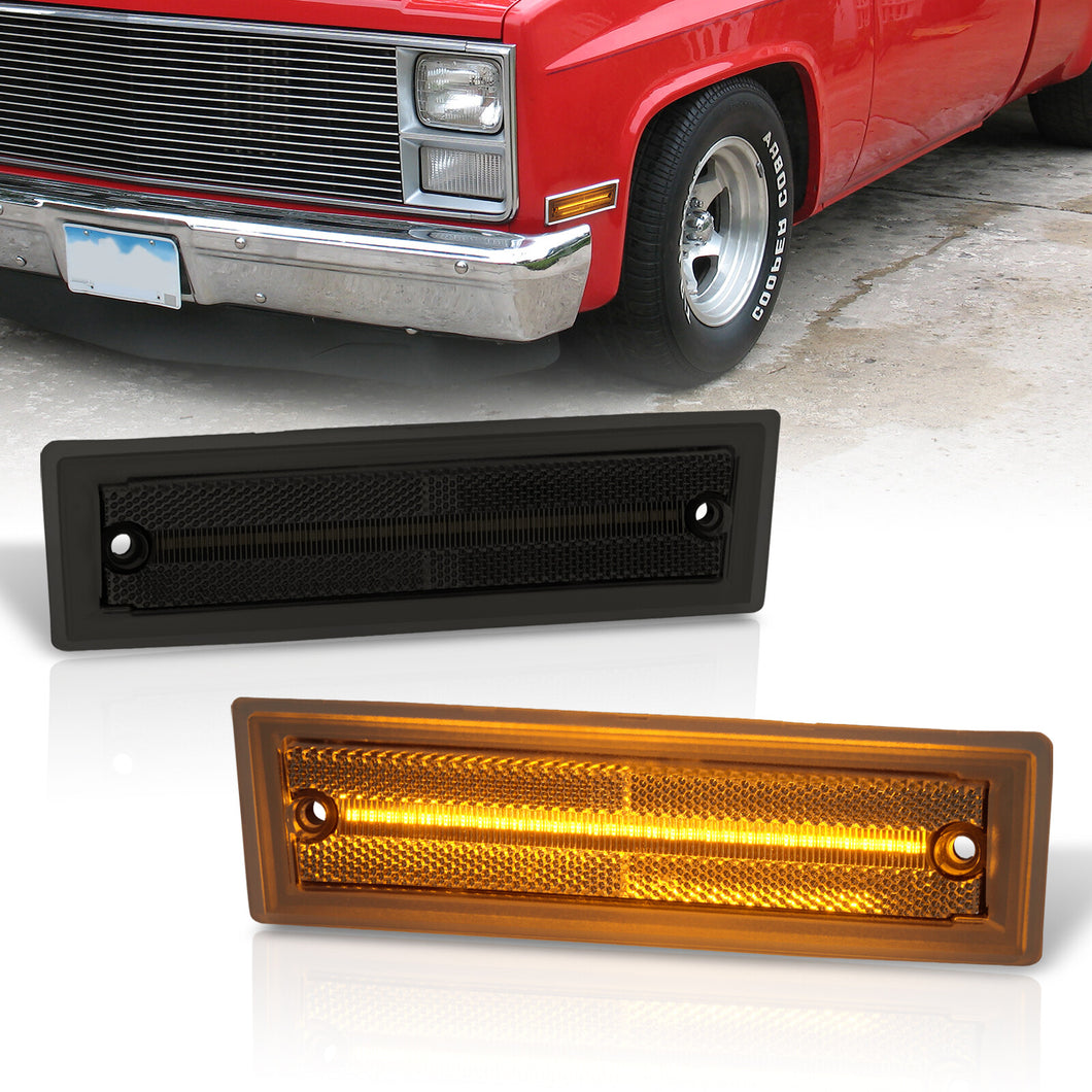 Chevrolet GMC C/K C10 1500 2500 3500 Pickup Blazer Jimmy Suburban 1981-1986 Front Amber LED Side Marker Lights Smoke Len