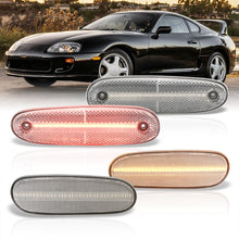Load image into Gallery viewer, Toyota Supra MK4 1993-1998 4 Piece Front Amber &amp; Rear Red LED Side Marker Lights Clear Len
