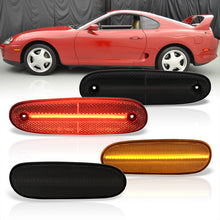 Load image into Gallery viewer, Toyota Supra MK4 1993-1998 4 Piece Front Amber &amp; Rear Red LED Side Marker Lights Smoke Len
