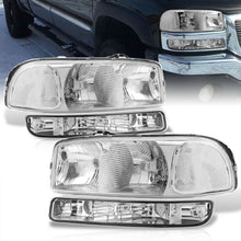 Load image into Gallery viewer, GMC Sierra 1500 1500HD 2500 2500HD 3500 1999-2006 / Sierra Classic 2007 / Yukon 2000-2006 / Yukon XL 1500 2500 2000-2006 Factory Style Headlights + Bumpers Chrome Housing Clear Len Clear Reflector
