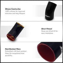 Load image into Gallery viewer, 2.75&quot; 45 Degree Silicone Coupler Black
