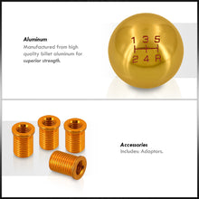 Load image into Gallery viewer, Universal 5 Speed M8 M10 M12 Ball Shift Knob Gold with Red Lettering
